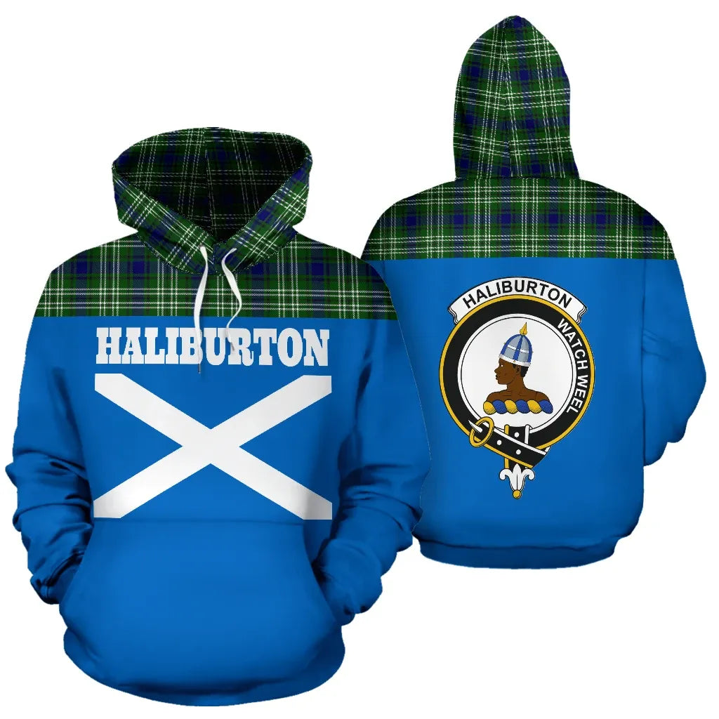 Printivon Tartan All Over Hoodie Haliburton Clans