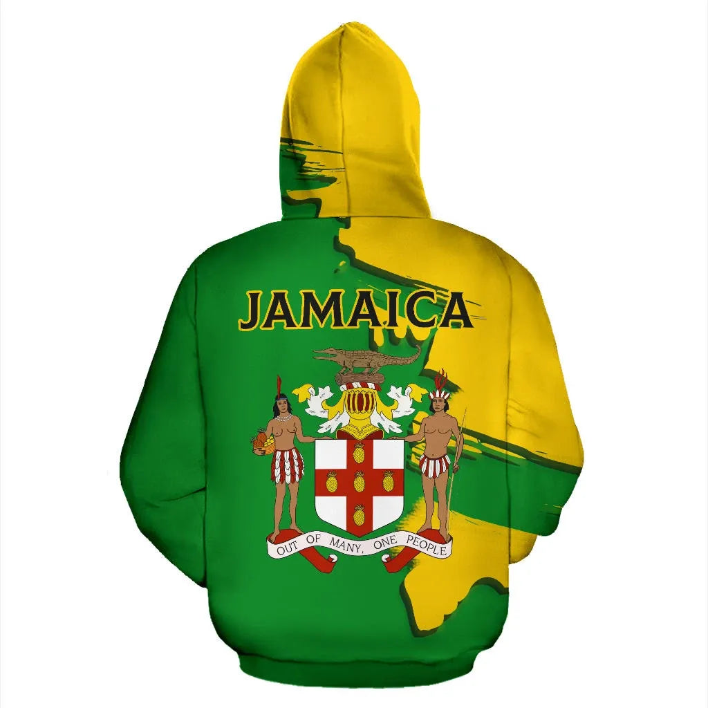Jamaica Coat Of Arms Unique Zip Hoodie Scratch Style
