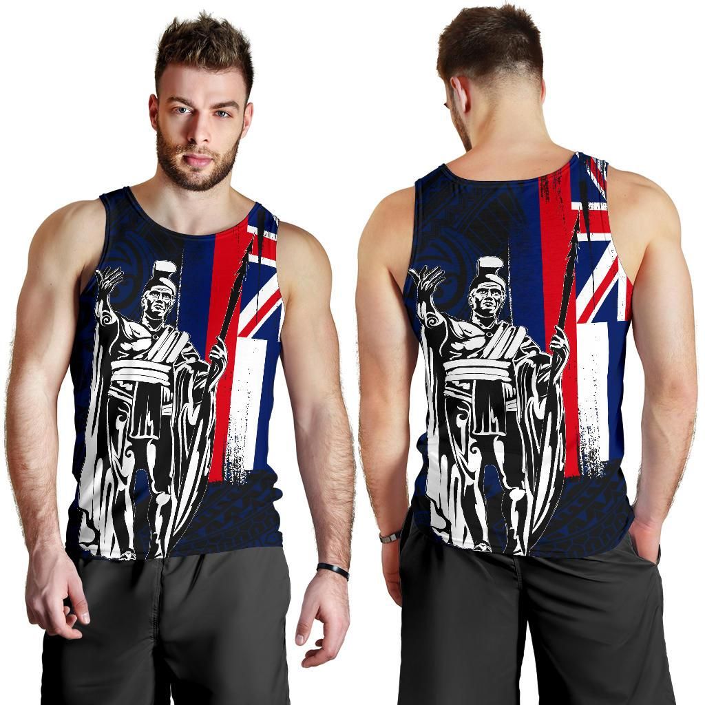 Polynesian Pride Clothing Hawaii King Flag Polynesian Men's Tank Top Blue