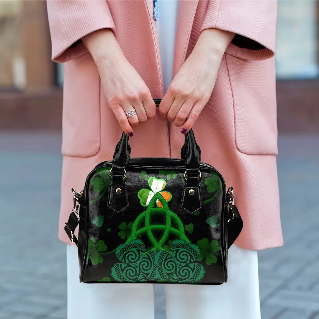 Ireland Shoulder Handbag Celtic Knot And Shamrock Patterns
