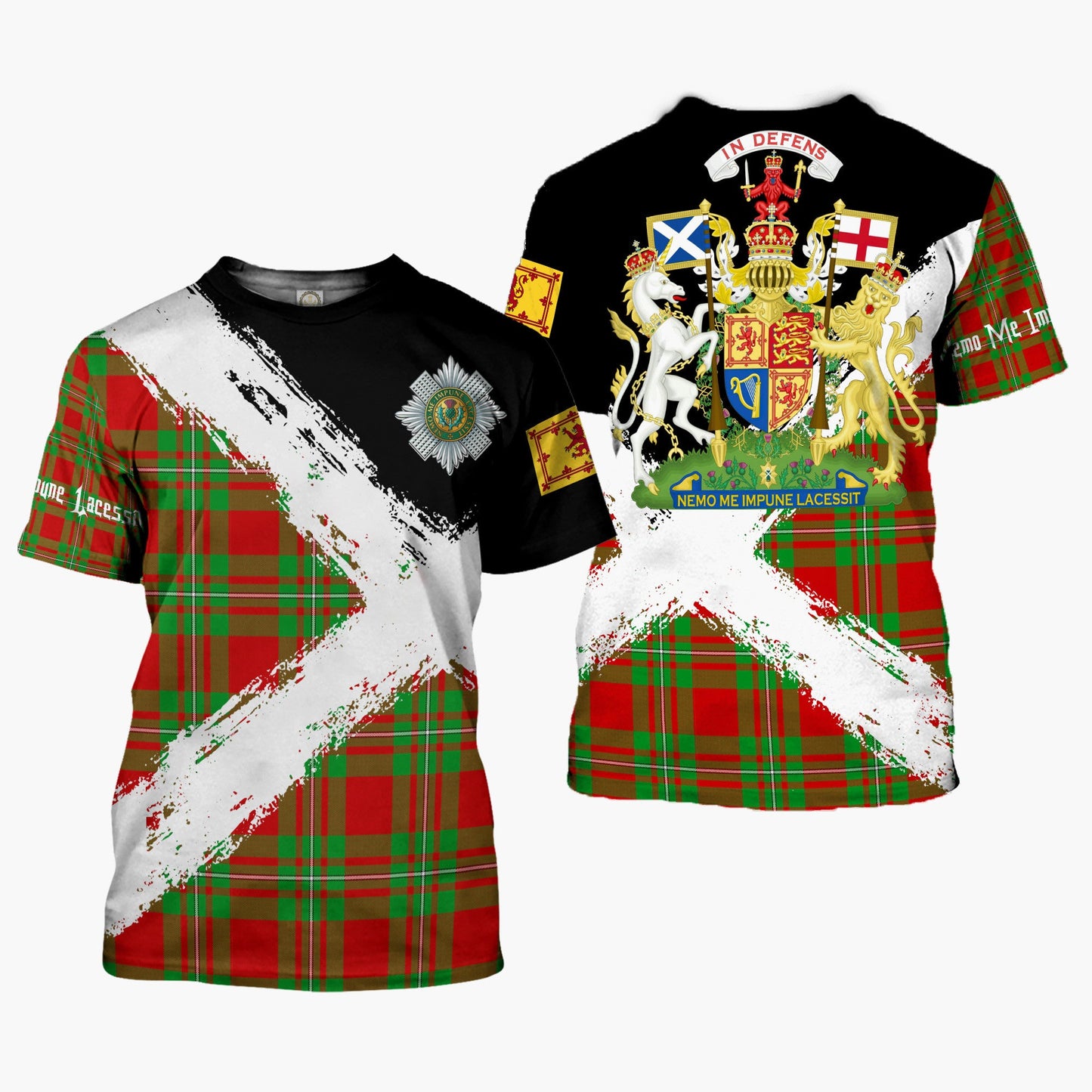 Printivon Grierson Clan T Shirt Scotland Coat Of Arms Tartan Pattern
