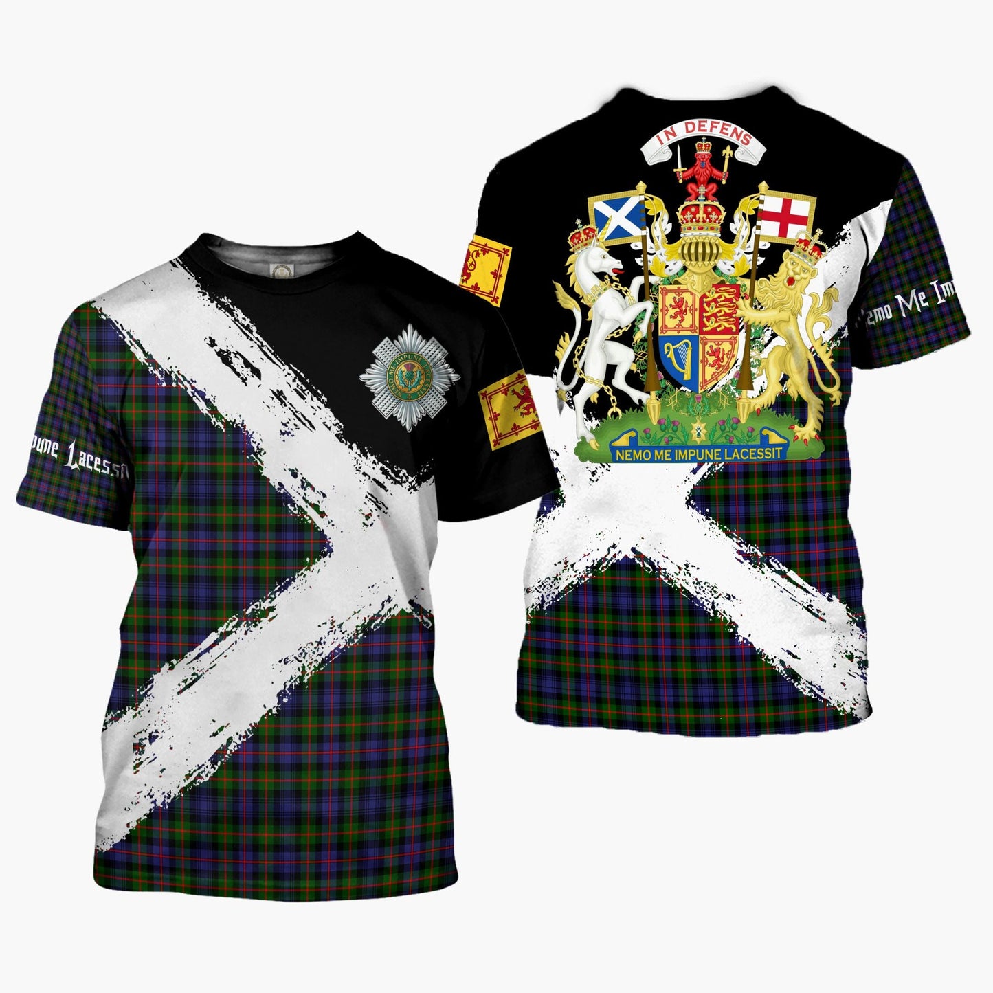 Printivon Fleming Clan T Shirt Scotland Coat Of Arms Tartan Pattern