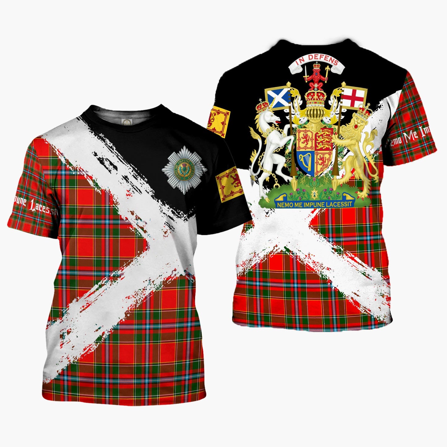 Printivon Drummond Clan T Shirt Scotland Coat Of Arms Tartan Pattern