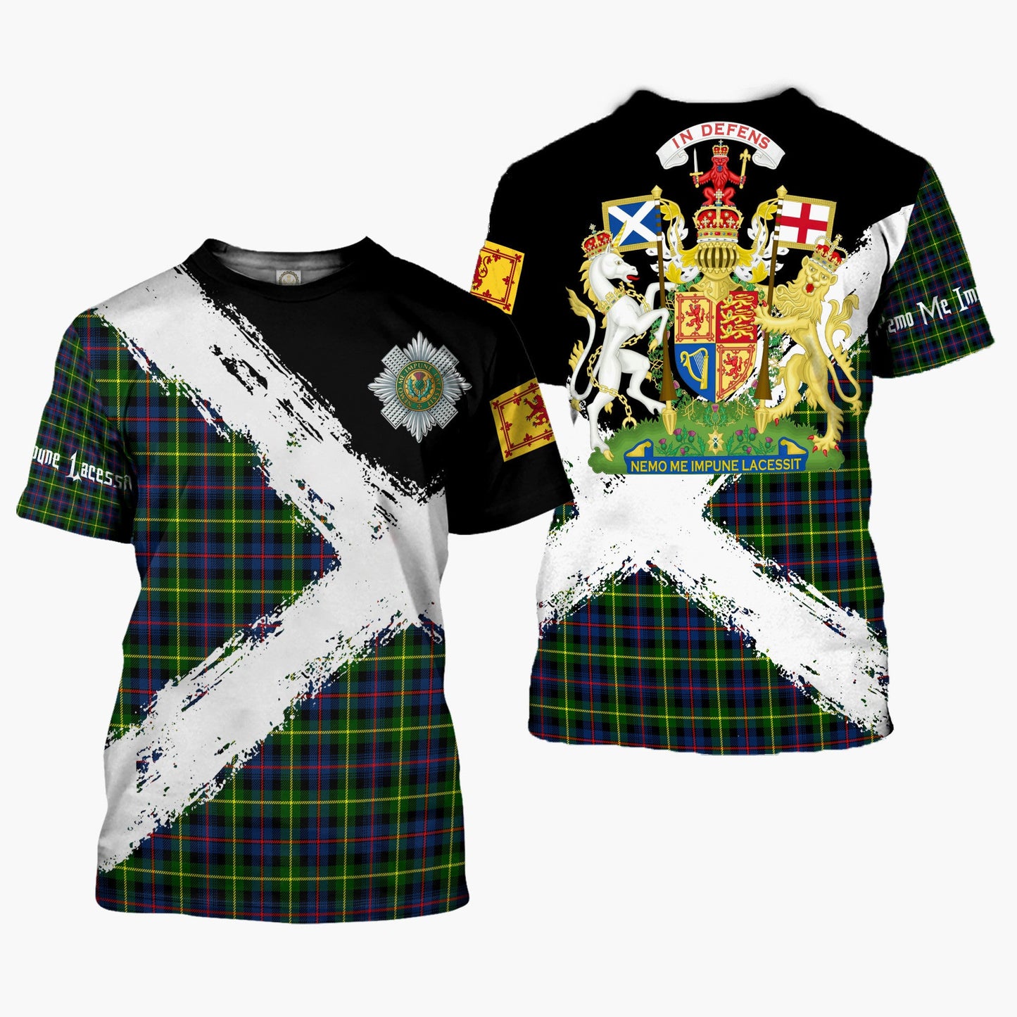 Printivon Farquharson Clan T Shirt Scotland Coat Of Arms Tartan Pattern