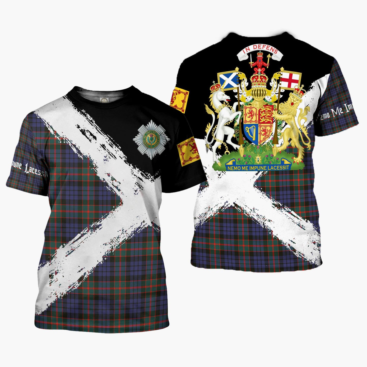 Printivon Fletcher Clan T Shirt Scotland Coat Of Arms Tartan Pattern