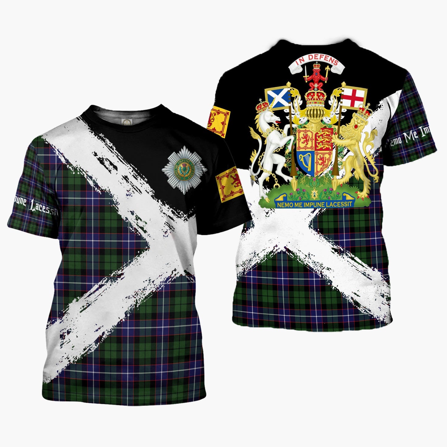 Printivon Galbraith Clan T Shirt Scotland Coat Of Arms Tartan Pattern