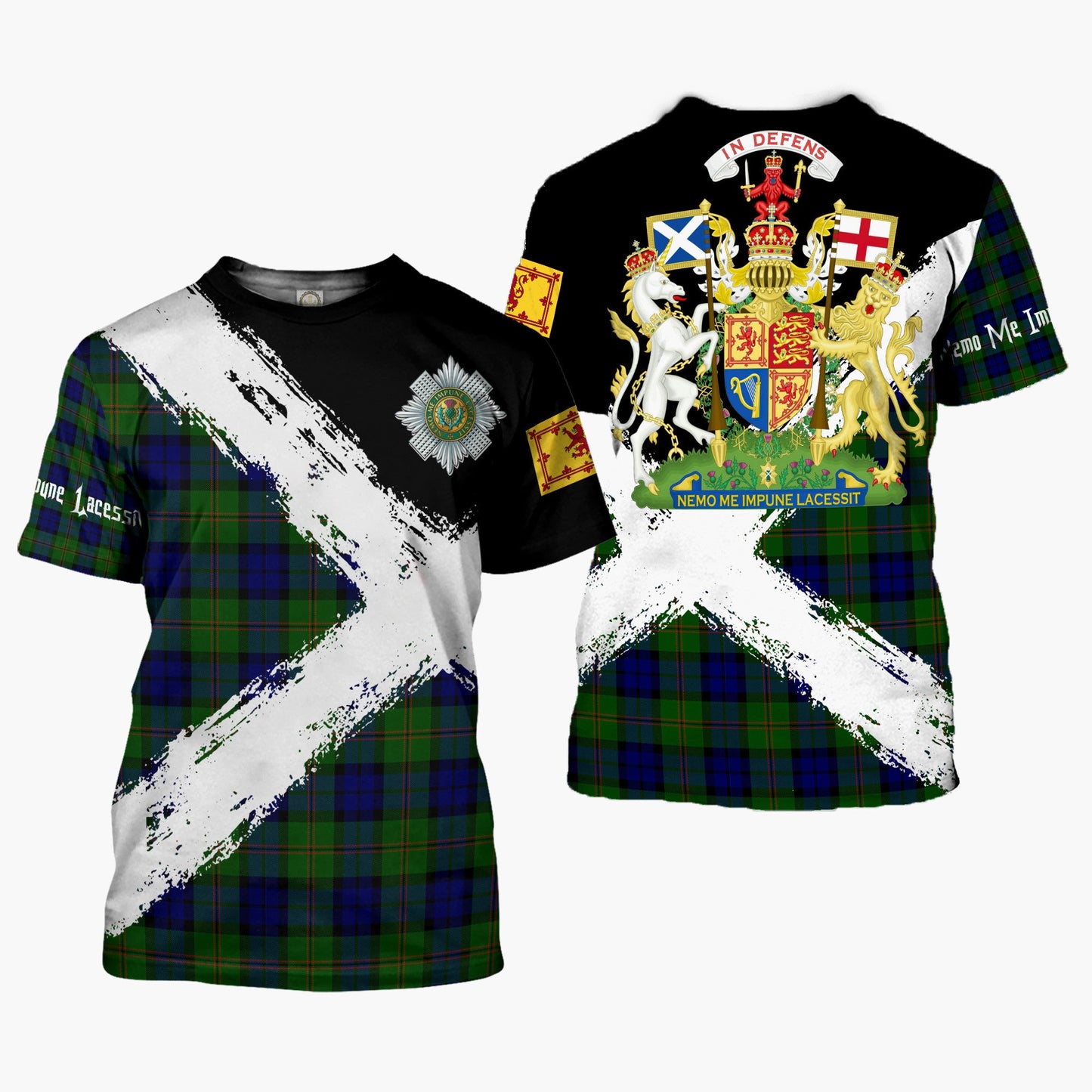 Printivon Dundas Clan T Shirt Scotland Coat Of Arms Tartan Pattern