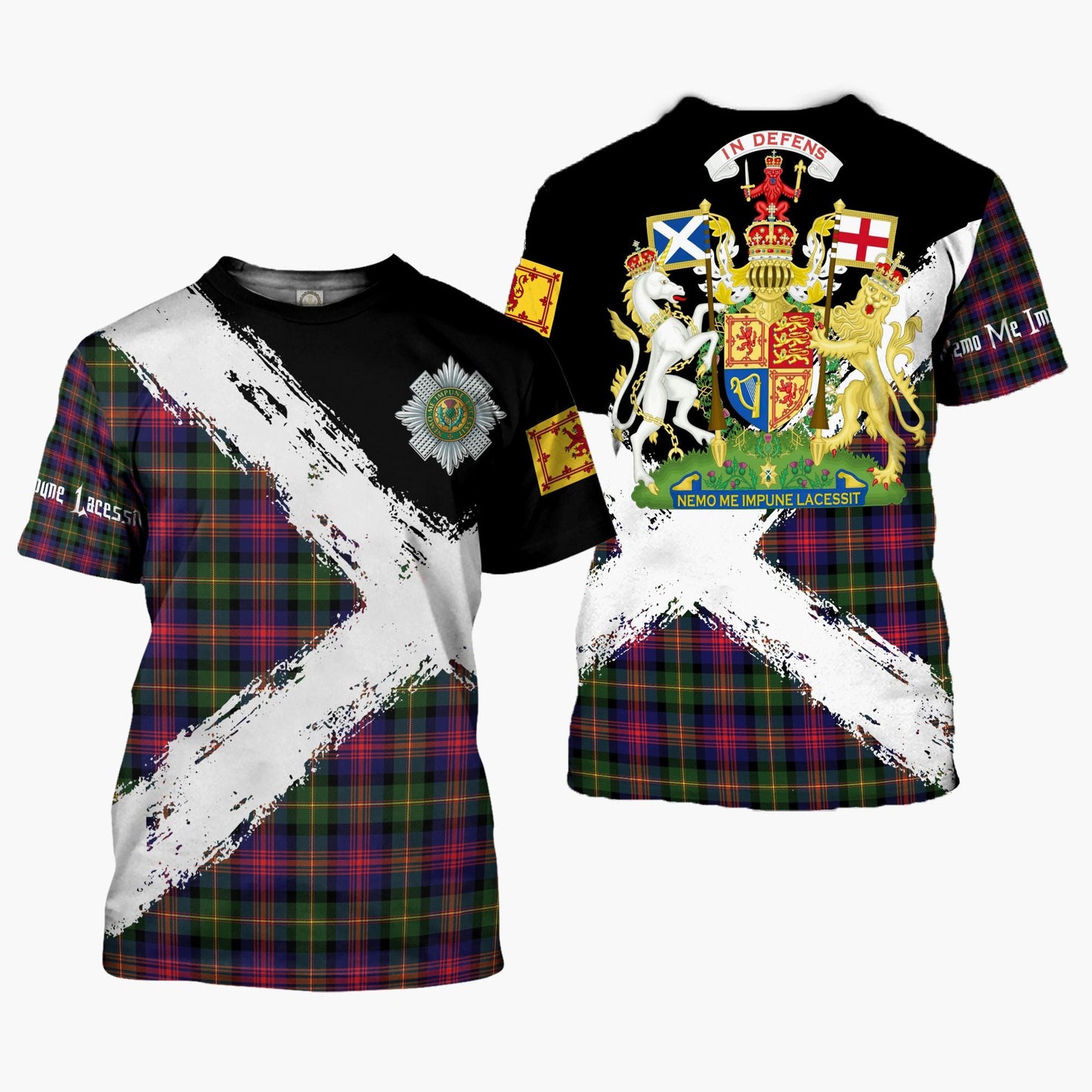 Printivon Logan Clan T Shirt Scotland Coat Of Arms Tartan Pattern
