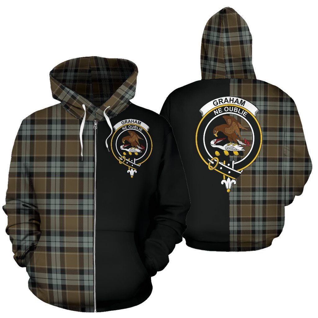 Printivon Custom Your Text Graham Of Menteith Weathered Tartan Hoodie Half Of Me
