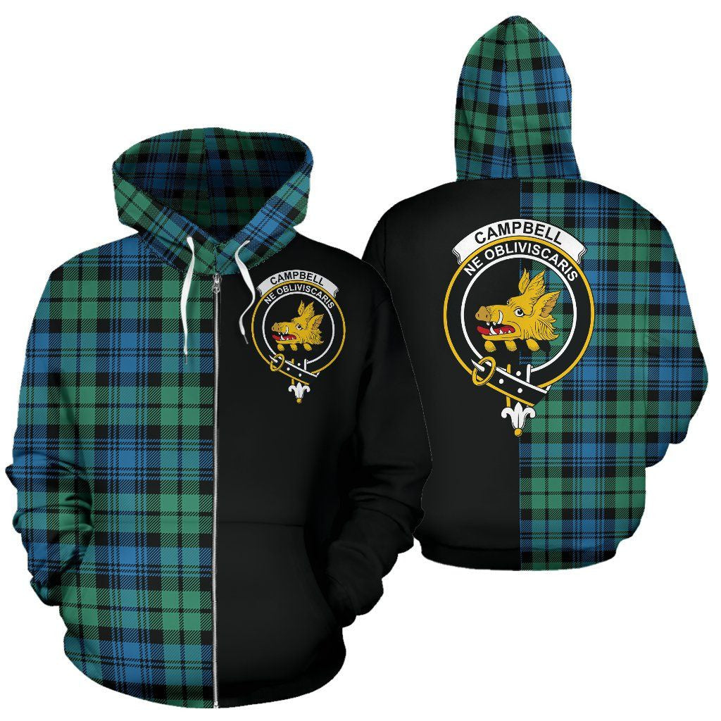 Printivon Custom Your Text Campbell Ancient 01 Tartan Hoodie Half Of Me