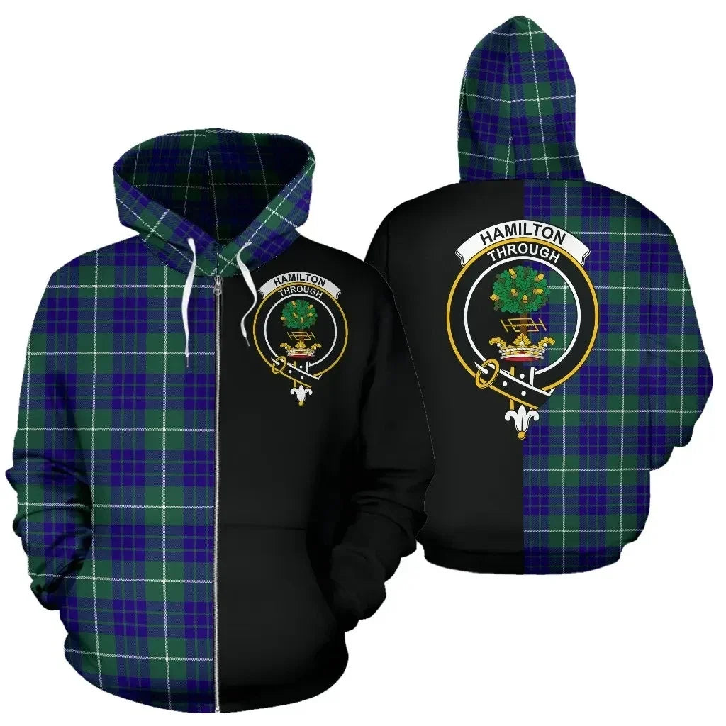 Printivon Custom Your Text Hamilton Hunting Modern Tartan Hoodie Half Of Me