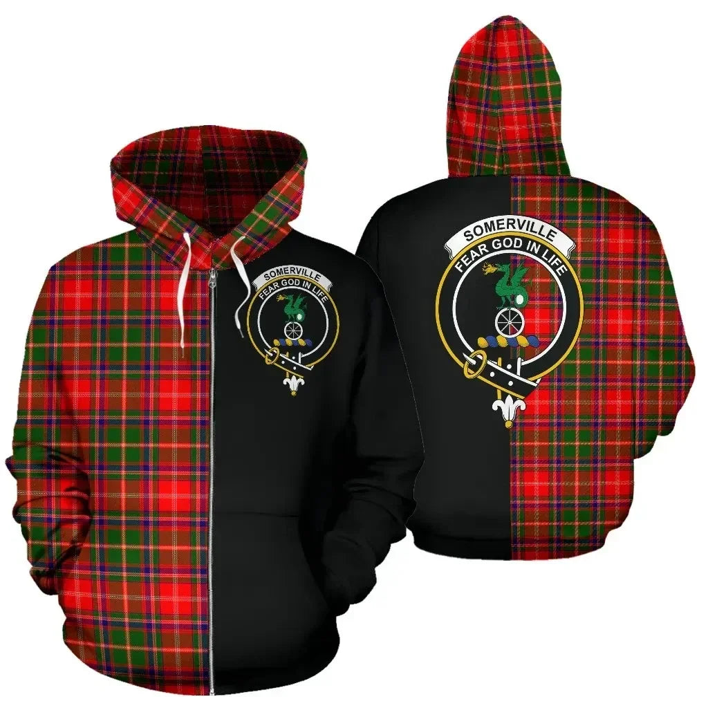 Printivon Custom Your Text Somerville Modern Tartan Hoodie Half Of Me