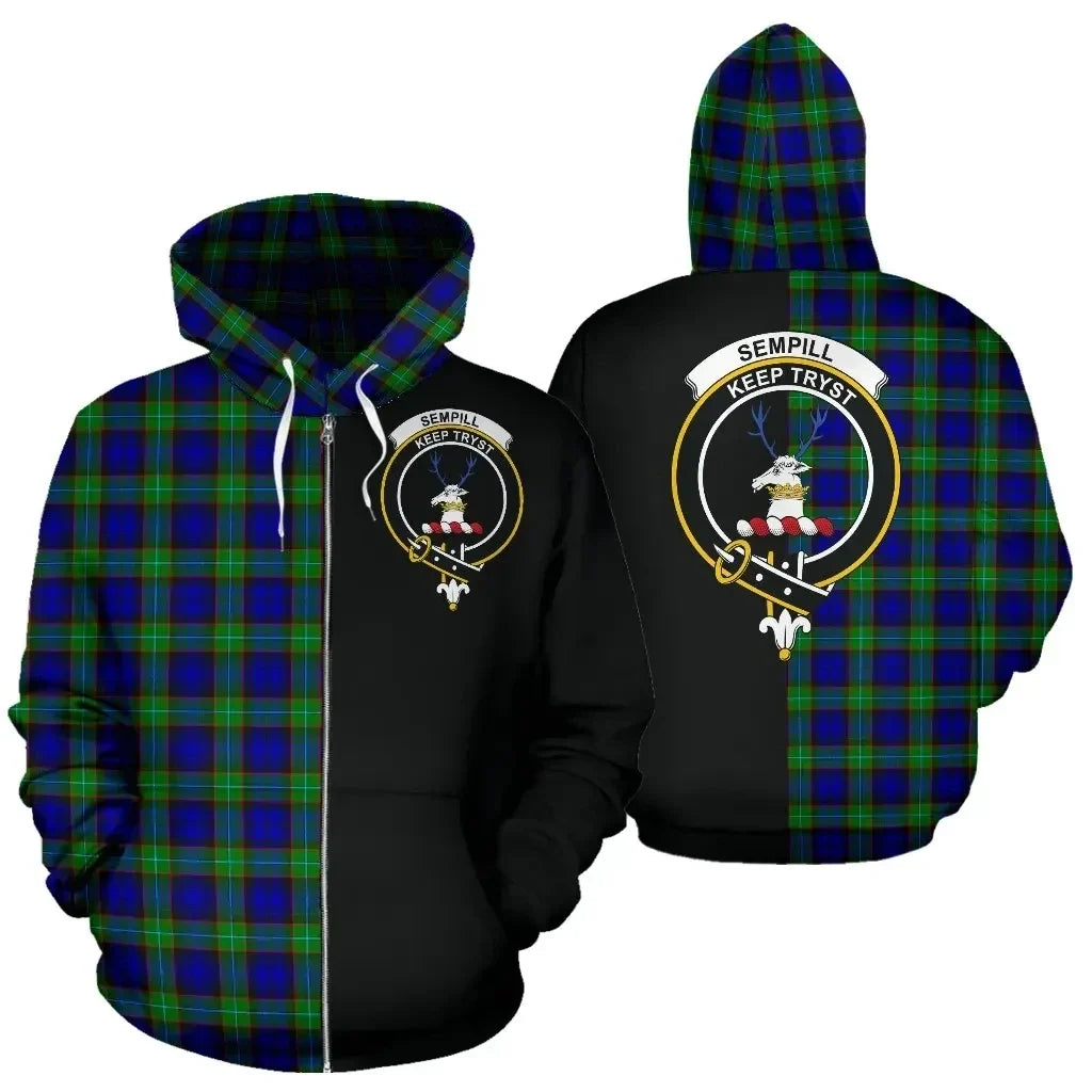 Printivon Custom Your Text Sempill Modern Tartan Hoodie Half Of Me