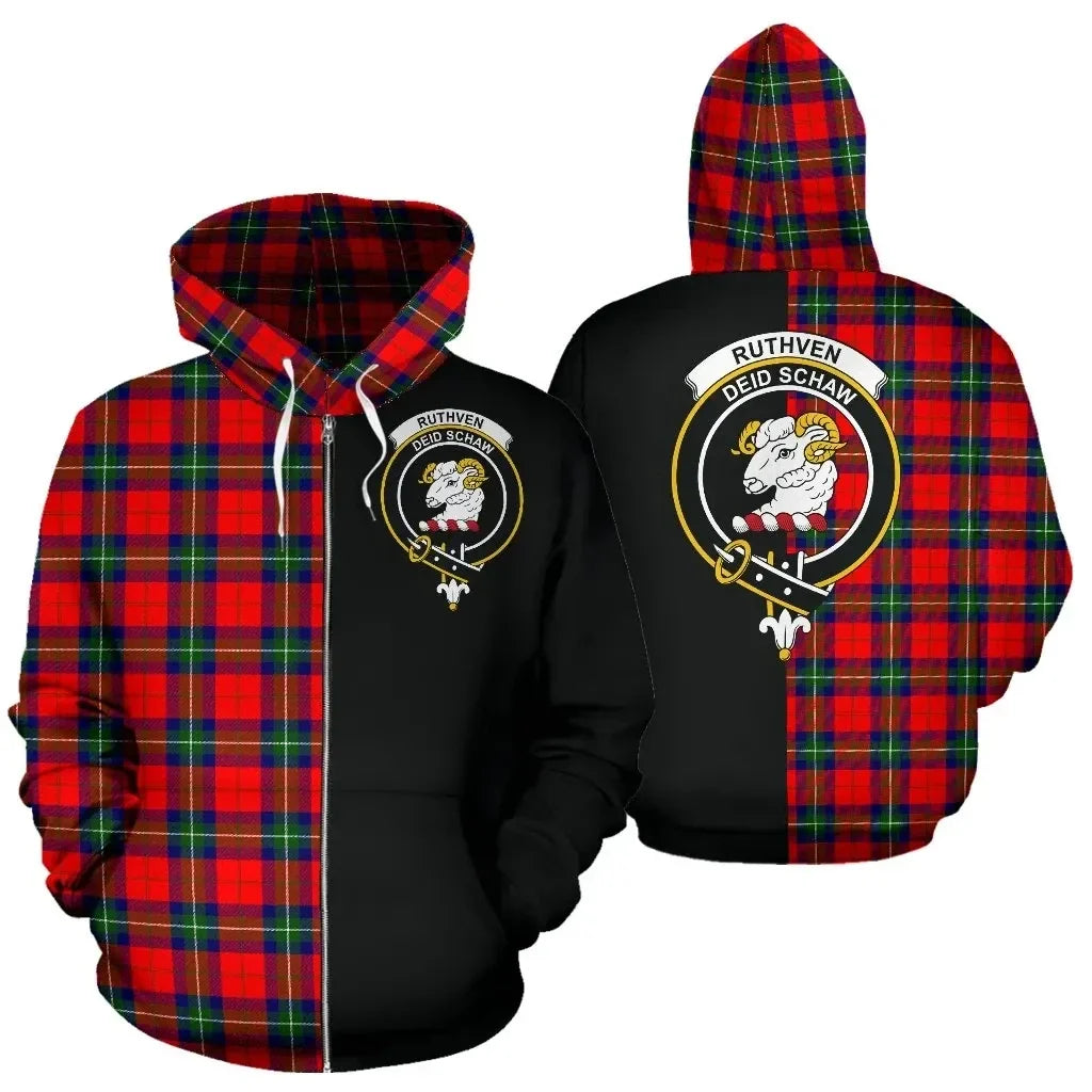 Printivon Custom Your Text Ruthven Modern Tartan Hoodie Half Of Me