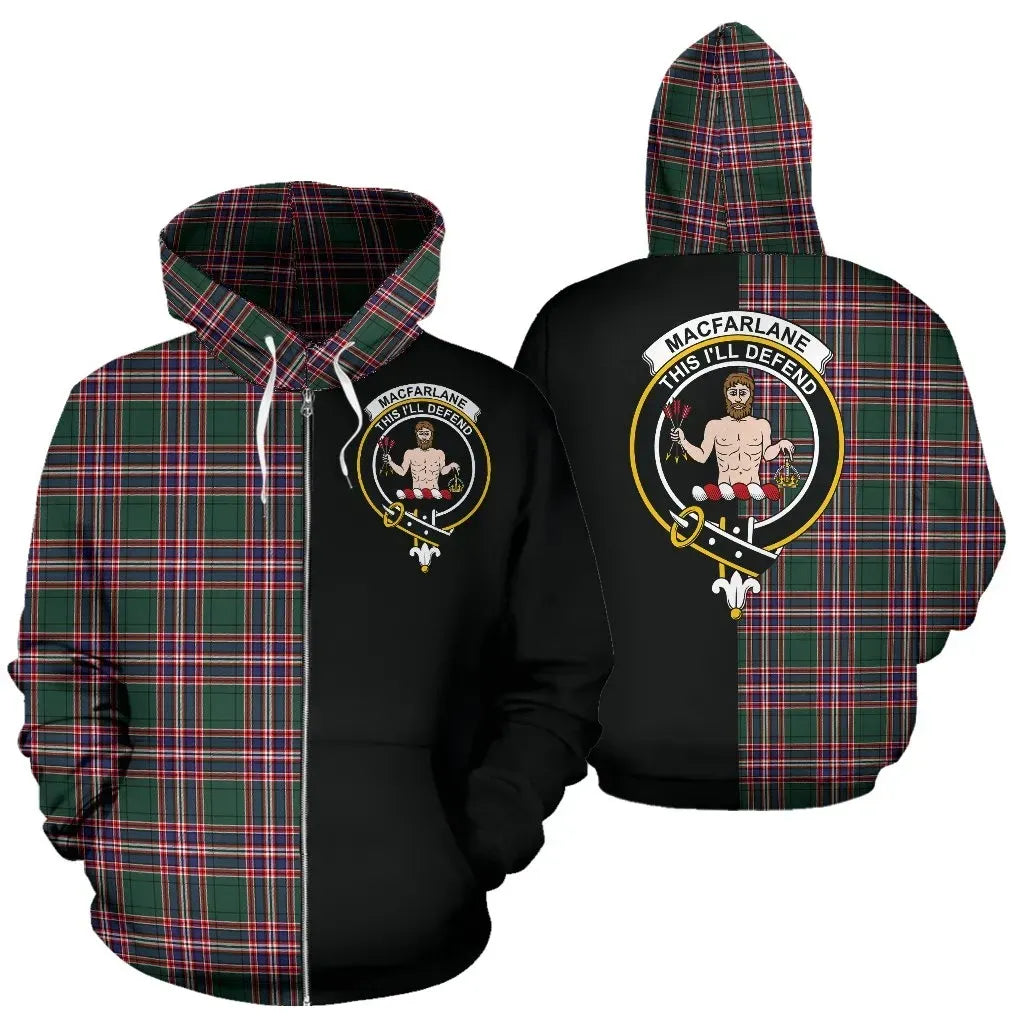 Printivon Custom Your Text Macfarlane Hunting Modern Tartan Hoodie Half Of Me