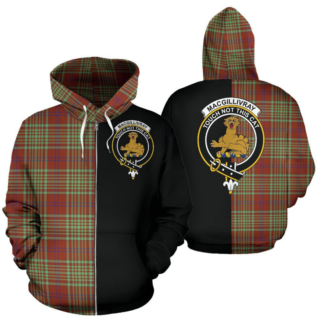 Printivon Custom Your Text Macgillivray Hunting Ancient Tartan Hoodie Half Of Me