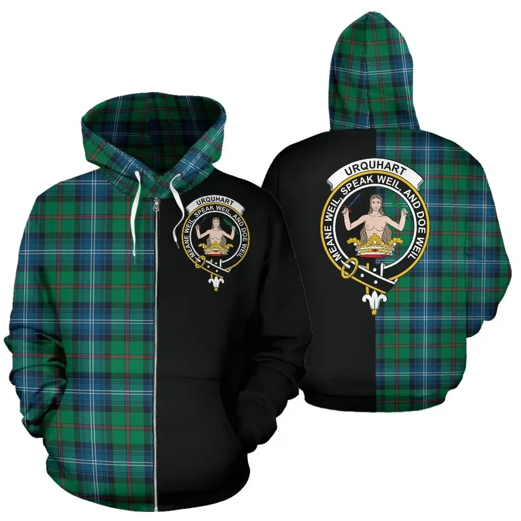 Printivon Custom Your Text Urquhart Ancient Tartan Hoodie Half Of Me
