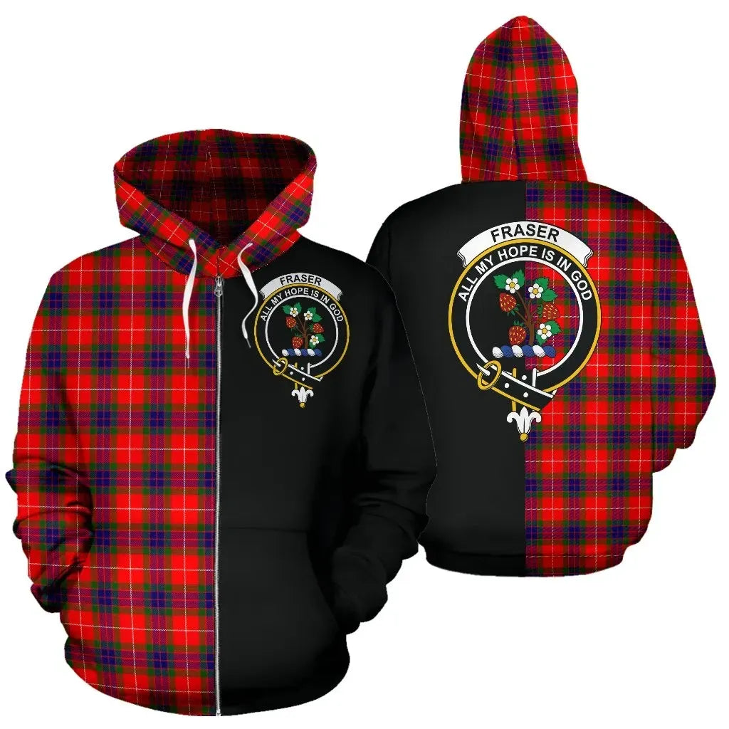 Printivon Custom Your Text Fraser Modern Tartan Hoodie Half Of Me