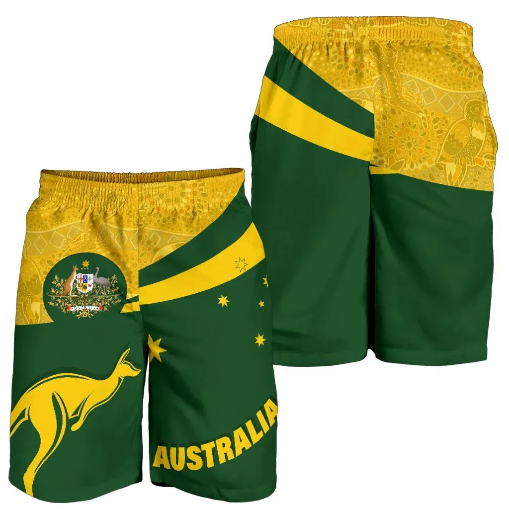 Australia Shorts Australia Round Kangaroo Aboriginal Men Green