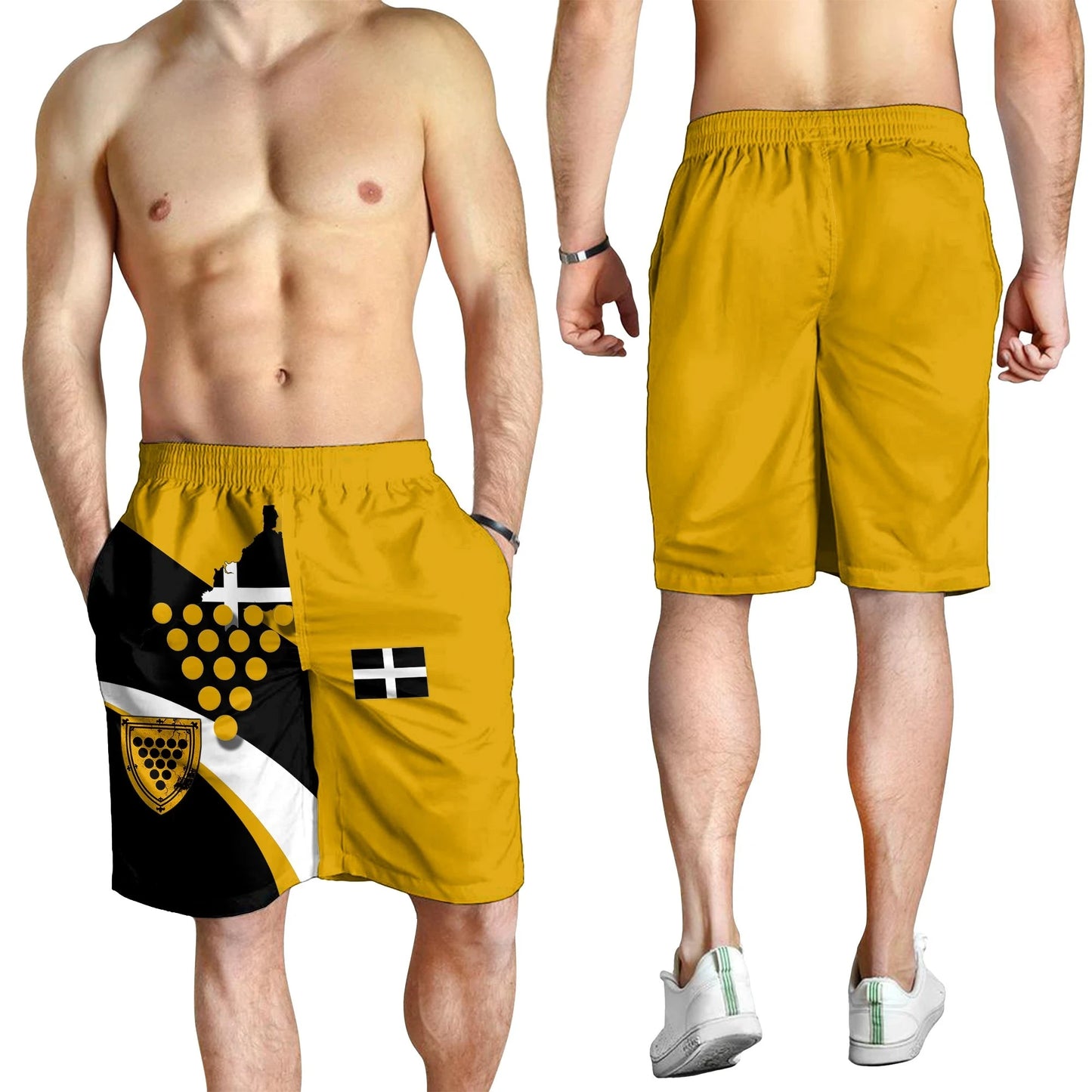 Cornwall Celtic Shorts Men Cornish Flag With Duke of Cornwall Version 2