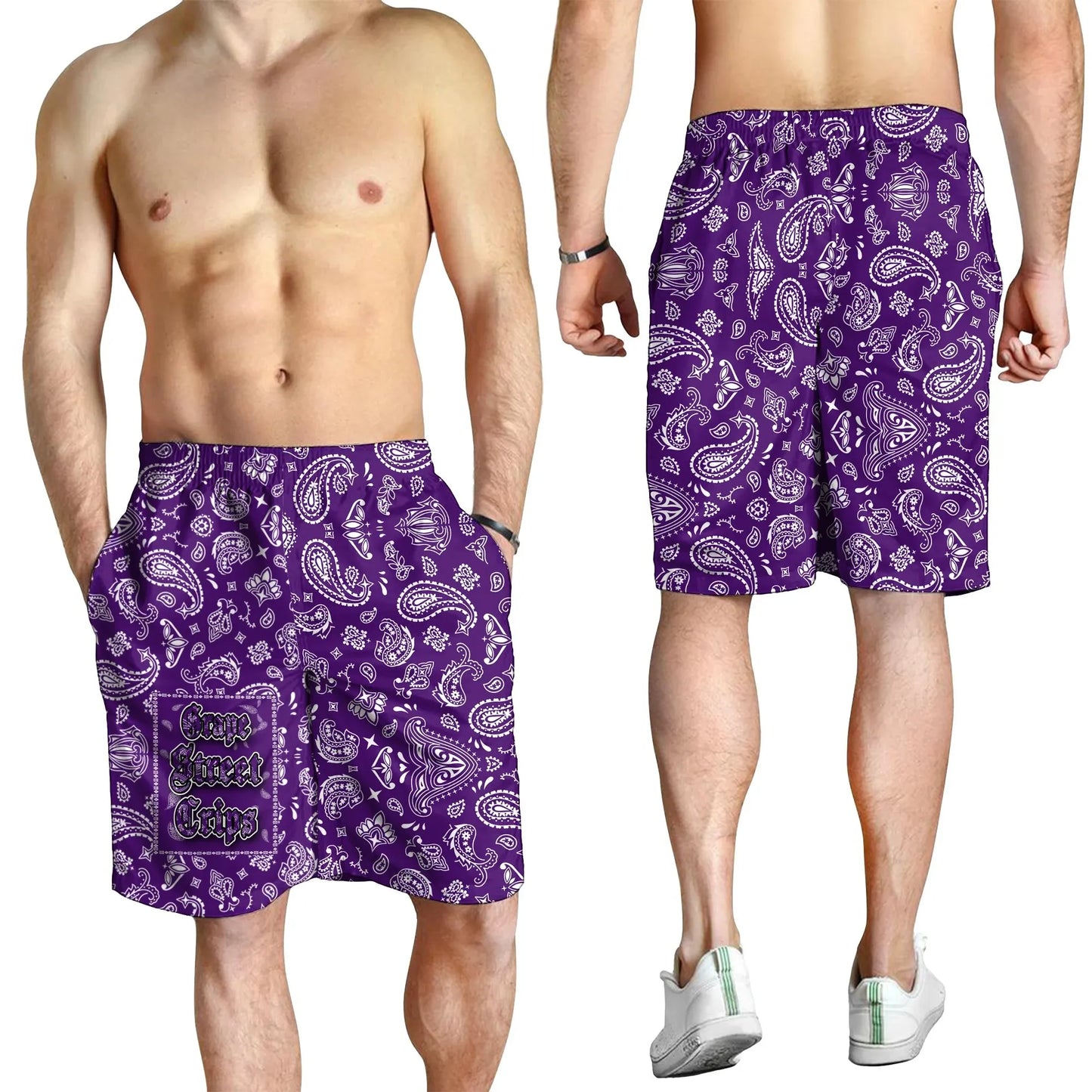 Grape Street Crips Gang Sign Men's Shorts Purple Bandana