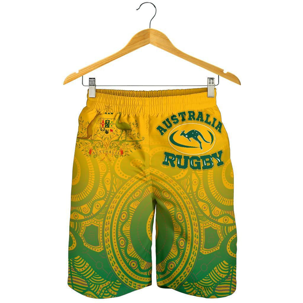 Australia Aboriginal Men's Shorts Australia Rugby and Coat Of Arms