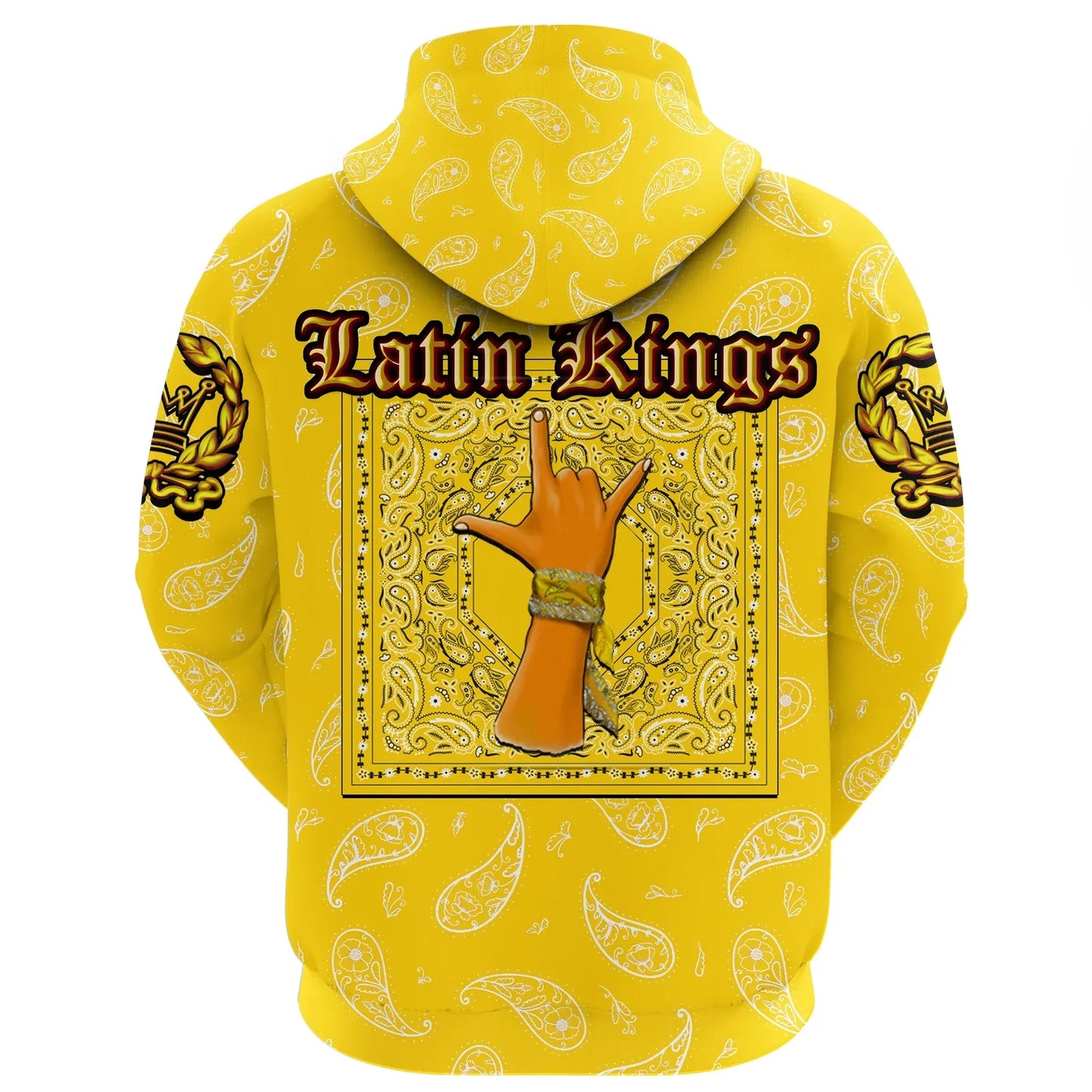Latin Kings Gang Hoodie - Yellow Bandana Pattern Hoodie