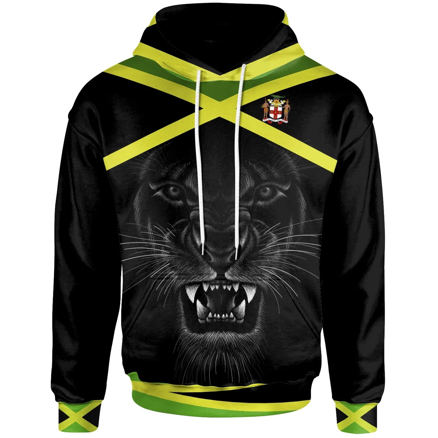 Africa Hoodie Jamaica Coat Of Arm, Flag Color