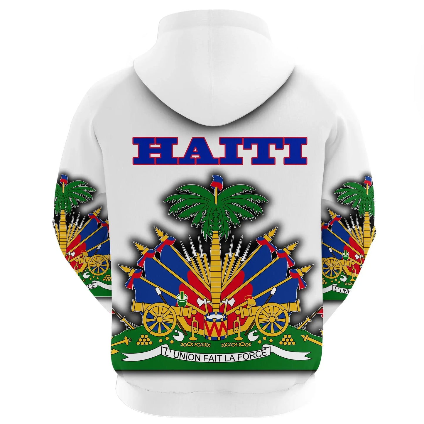 Haiti Hoodie Flag With Coat Of Arm White