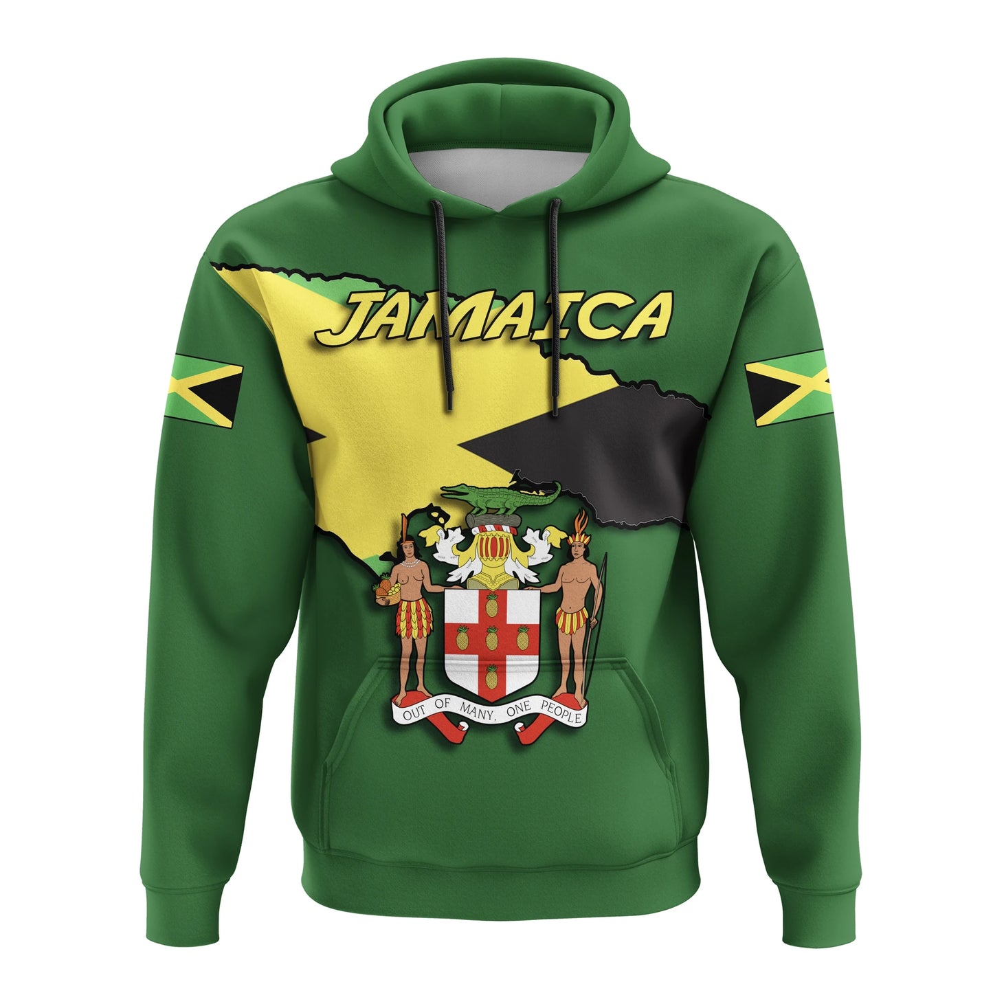Jamaica Map Flag Coat Of Arms Hoodie Jw