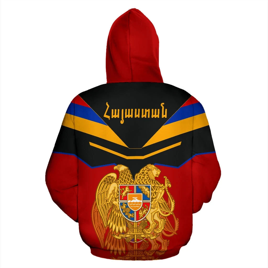 Armenia Hoodie Flag Design Armenia Coat Of Arms Unisex Printed Zip Hoodie