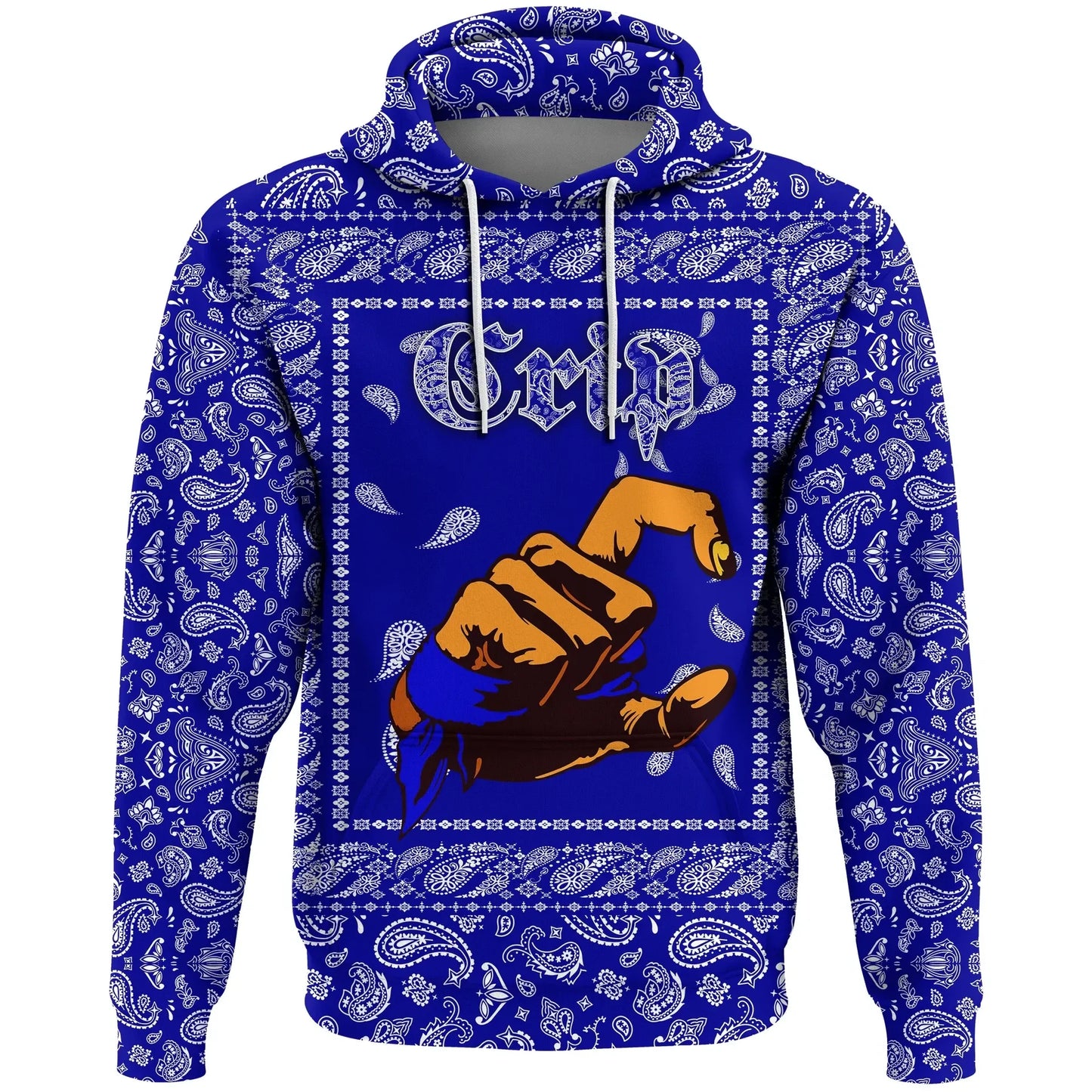 Crips Gang Bulldog Hoodie Blue Paisley Pattern Zip Hoodie