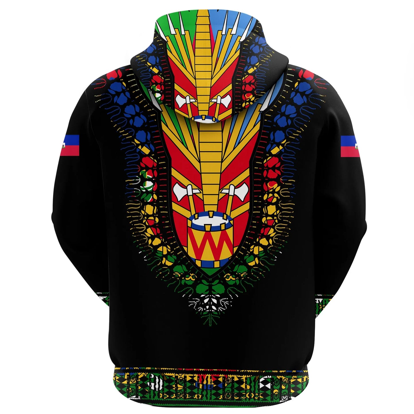 Haiti Hoodie Dashiki Pattern Haiti Pride Printed Unisex Hoodie
