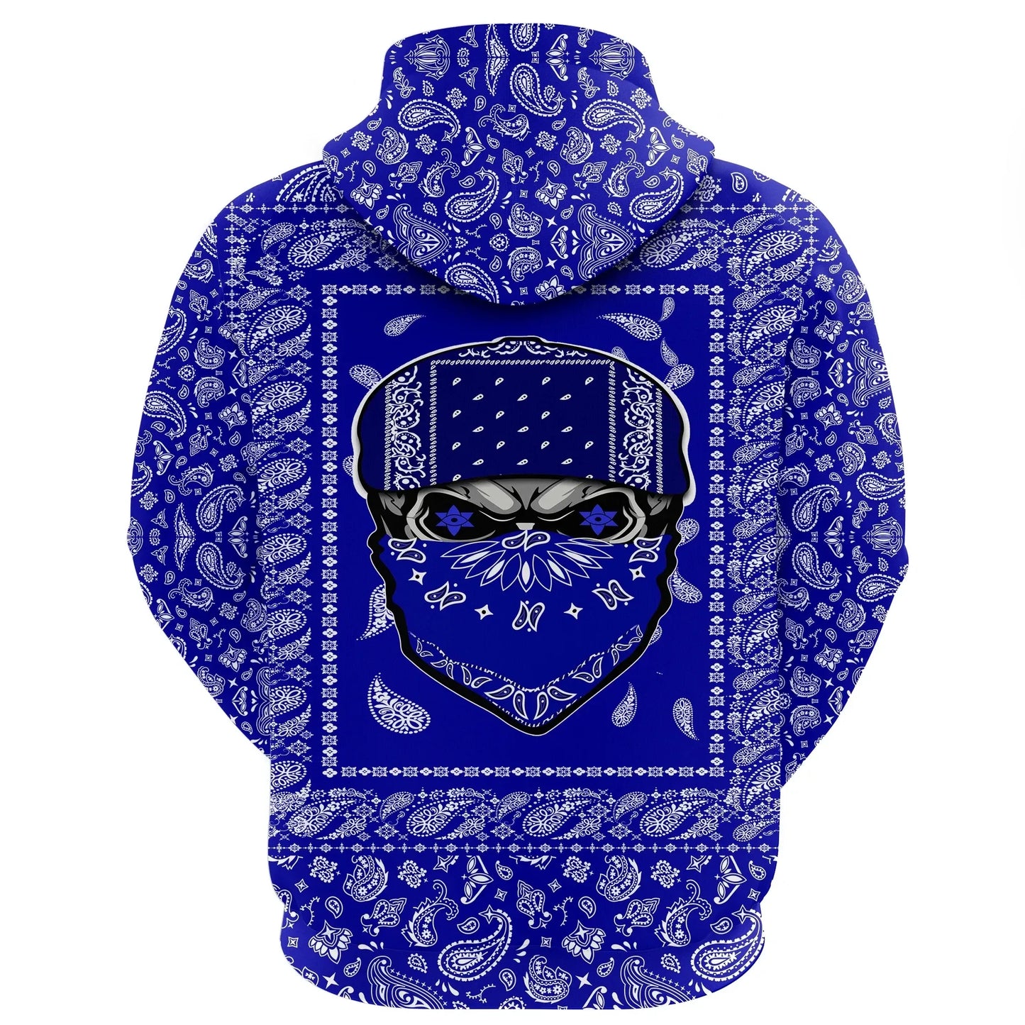 Crips Gang Skull Hoodie Blue Paisley Pattern Zip Hoodie