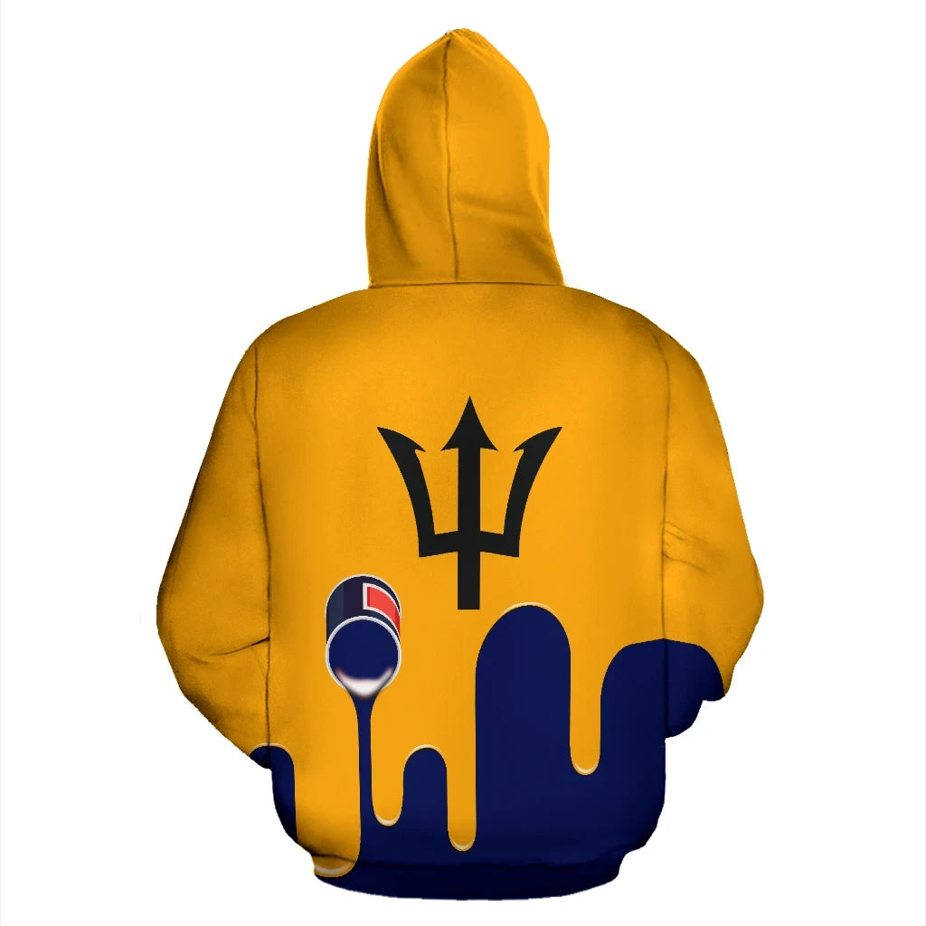 Barbados Flag Hoodie Bucket Spilling Paint