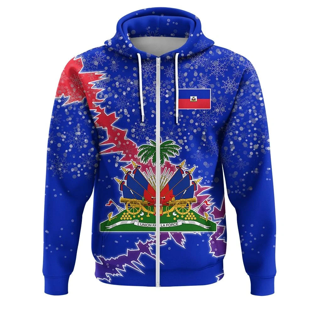 Haiti Christmas Coat Of Arms Zip Up Hoodie X Styl