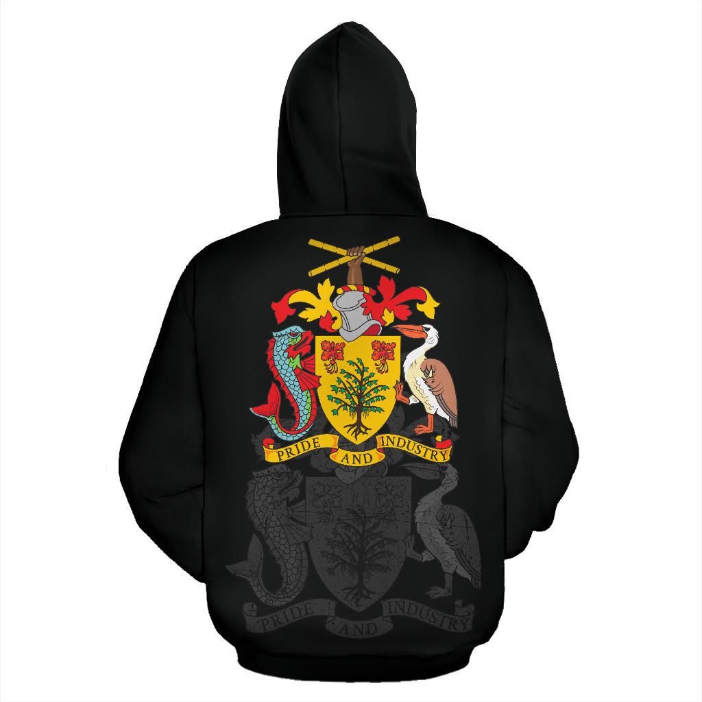 Barbados Zipper Hoodie Barbados Pride Unisex Printed Black Zip Hoodie
