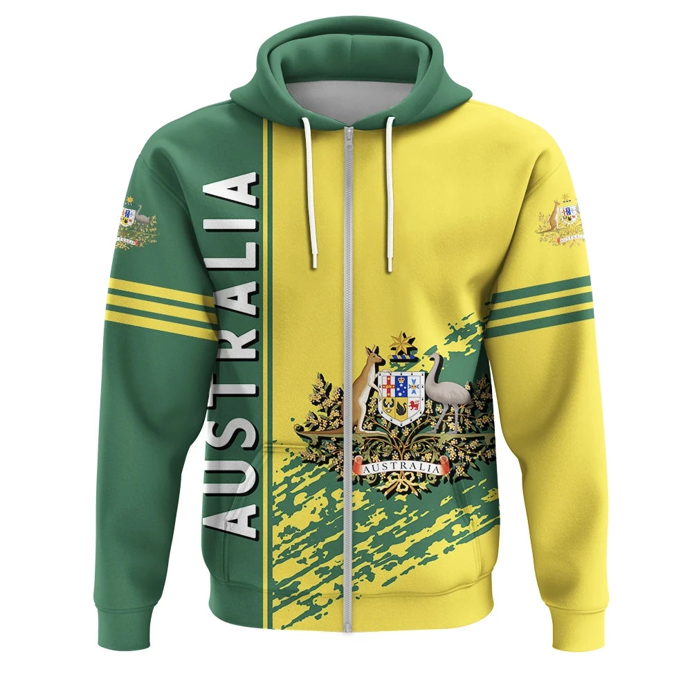 Australia Coat Of Arms Zip Up Hoodie Quarter Style