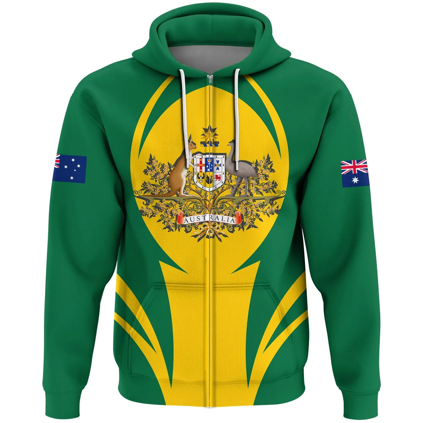 Australia Zip Hoodie Action Flag Green