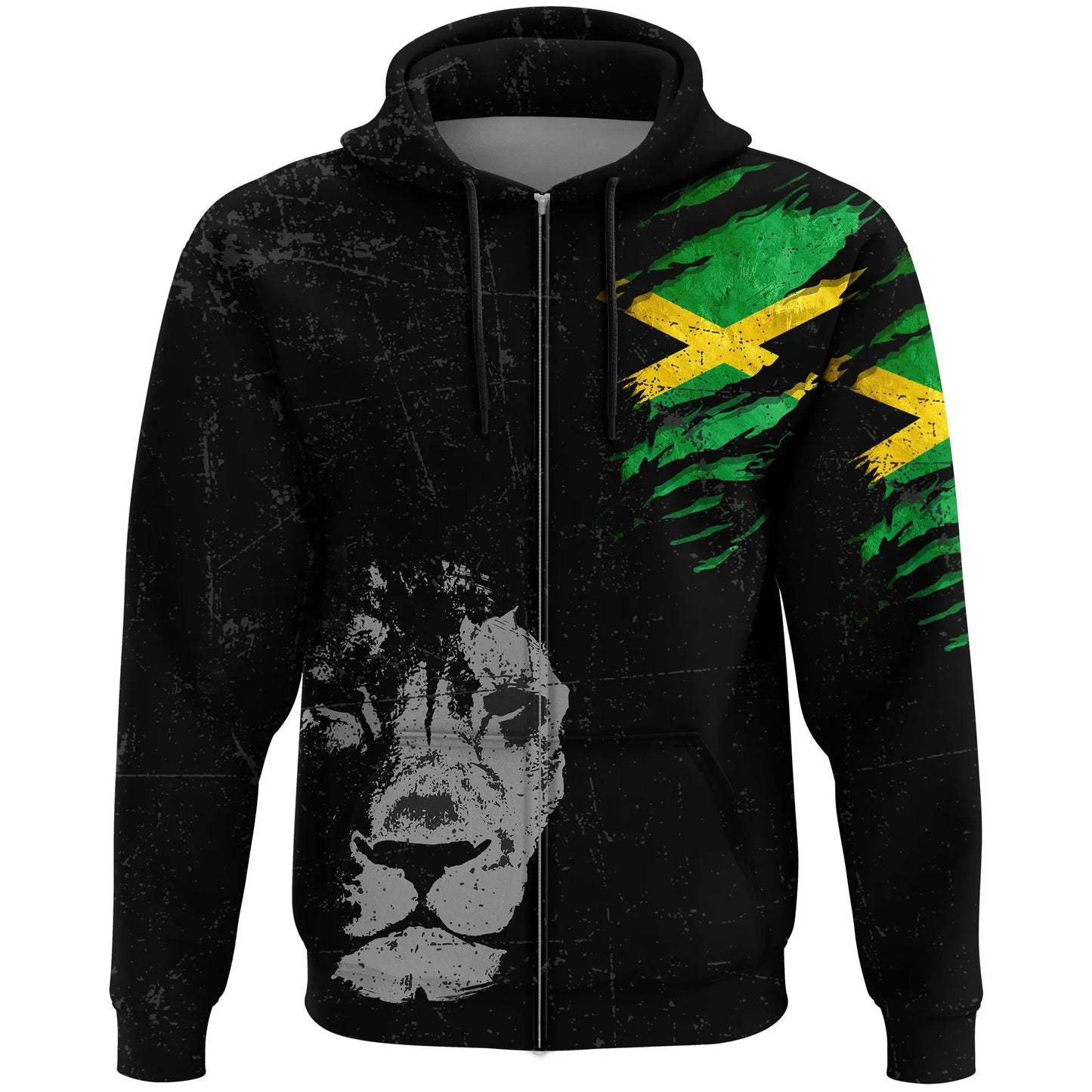 Jamaica Lion Zip Hoodie Special Grunge Style