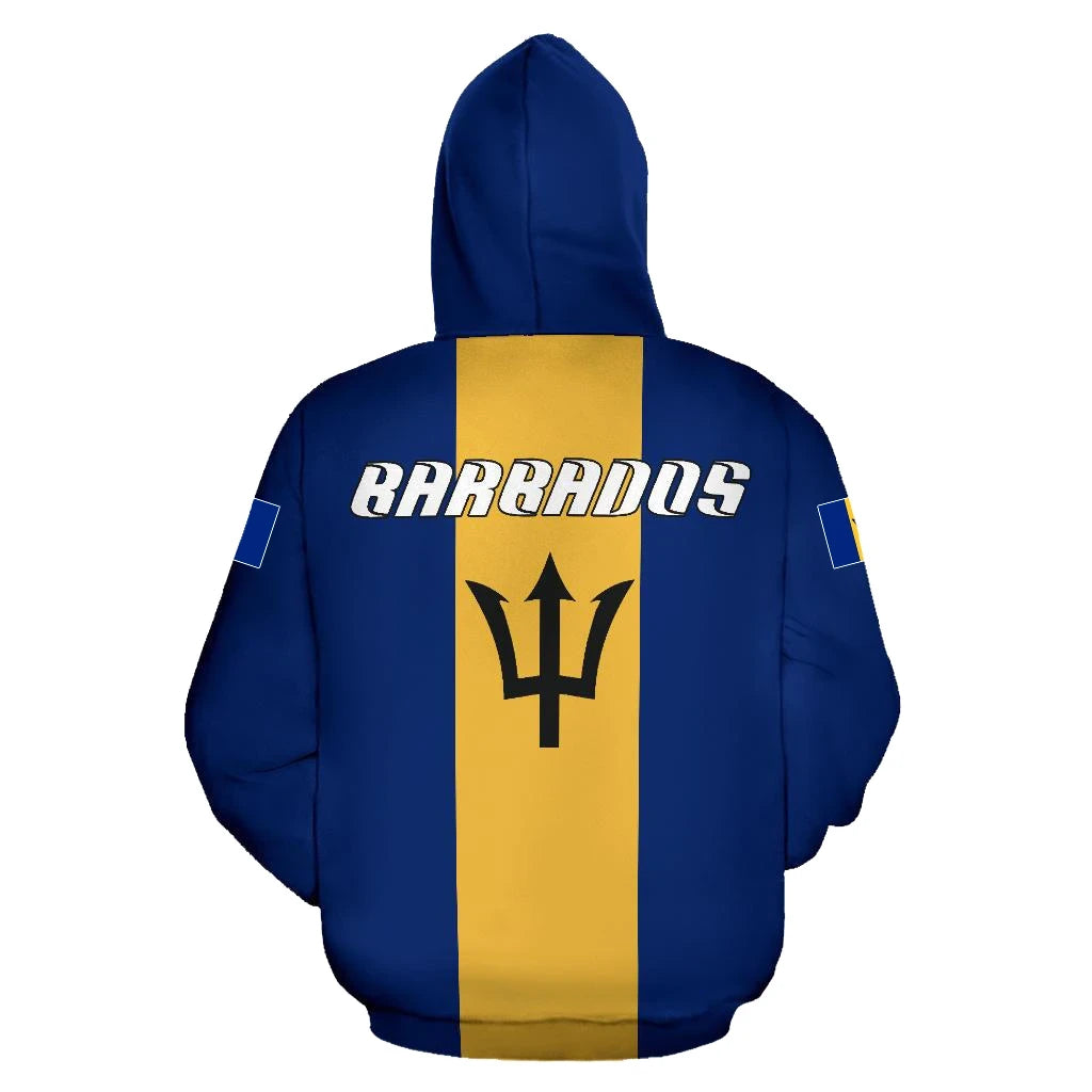 Barbados Superhero Zip Hoodie Barbados Pride Unisex Printed Zip Hoodie