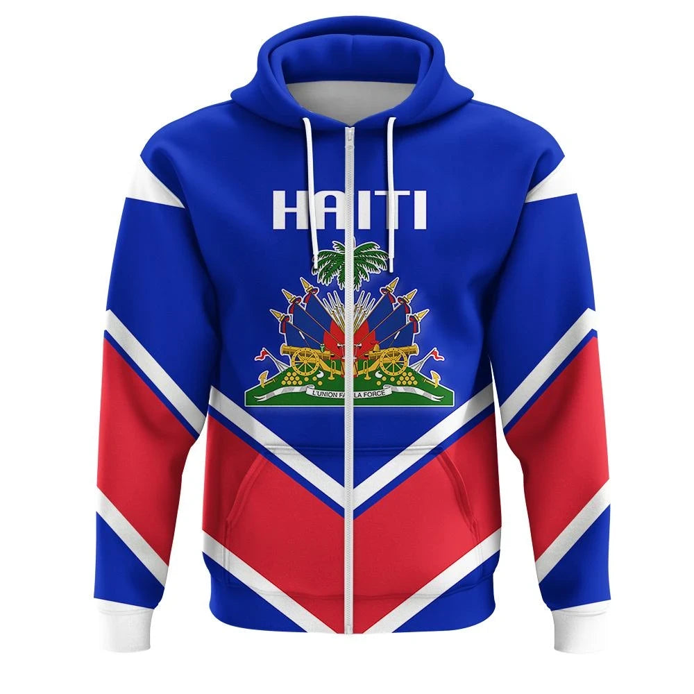 Haiti Coat Of Arms Zip Hoodie Lucian Stylew