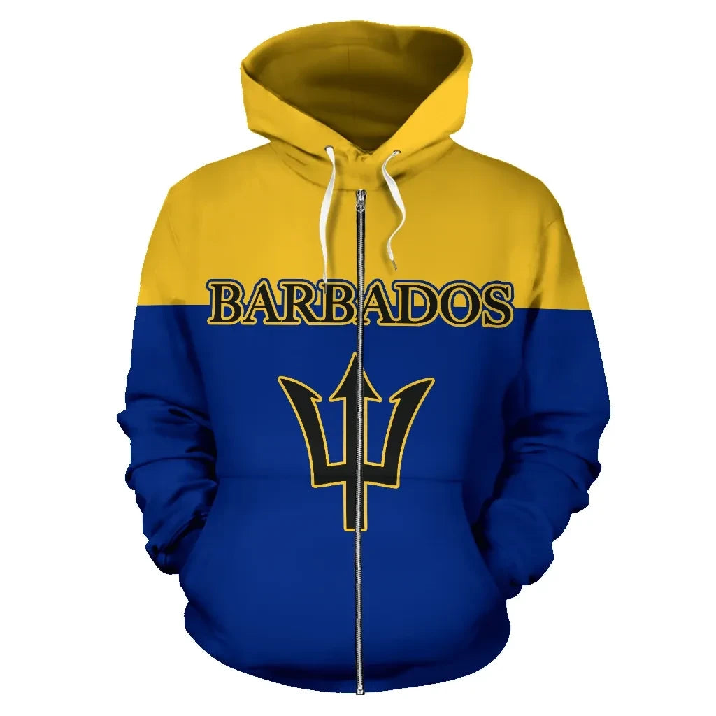 Barbados All Over Zip Up Hoodie Coat Of Arms