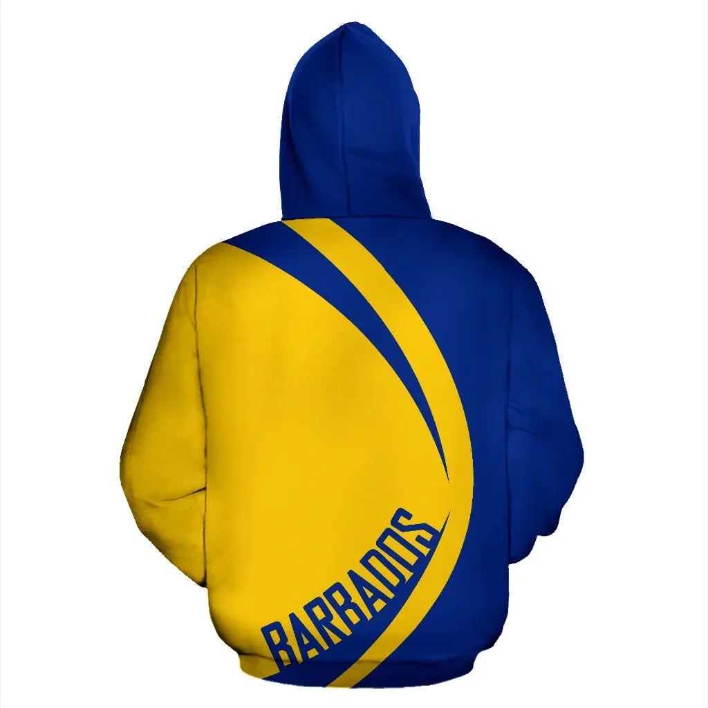 Barbados Flag Zip Up Hoodie Barbados Pride Unisex Curve Style Blue Zip Hoodie