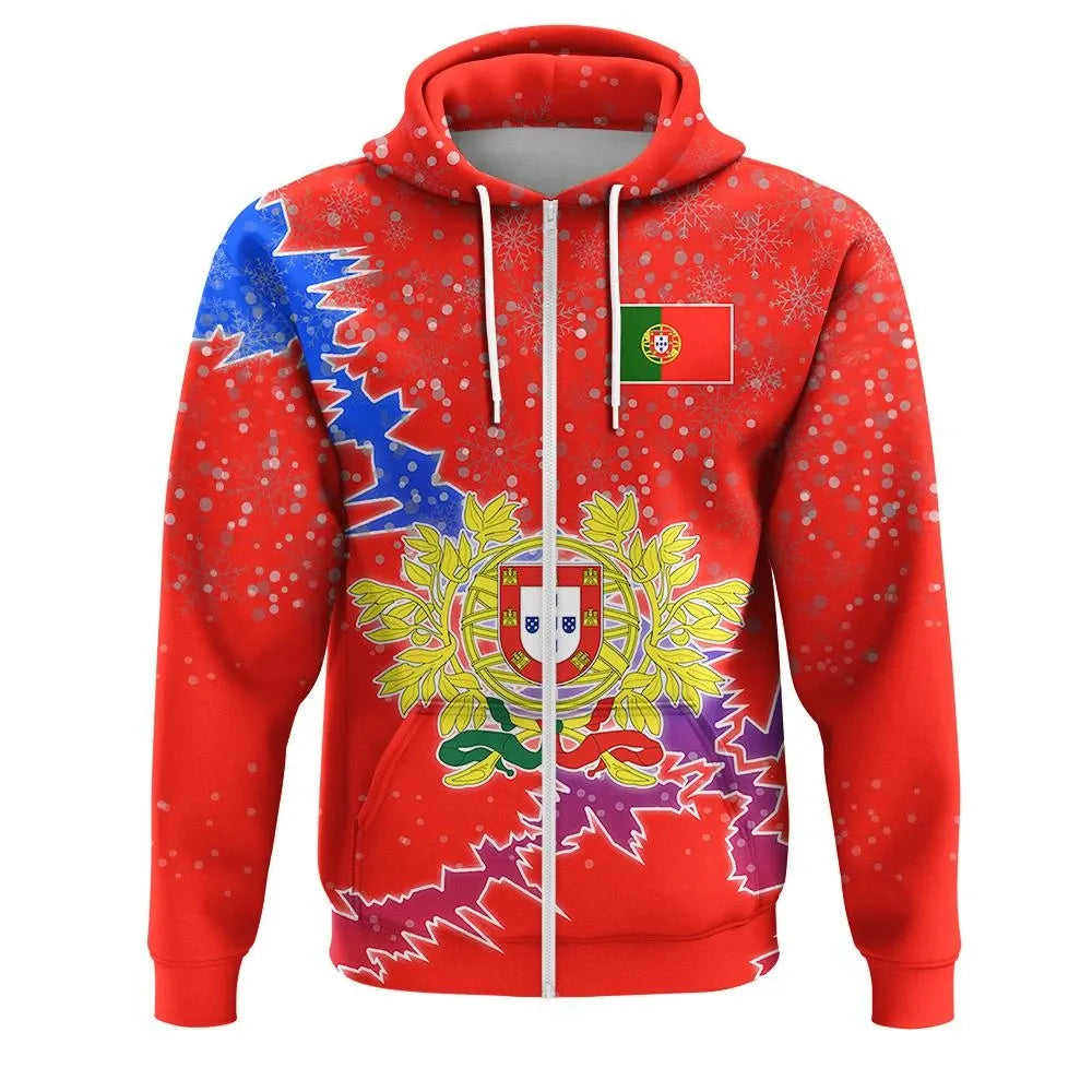 Portugal Christmas Coat Of Arms Zip Up Hoodie X Styl