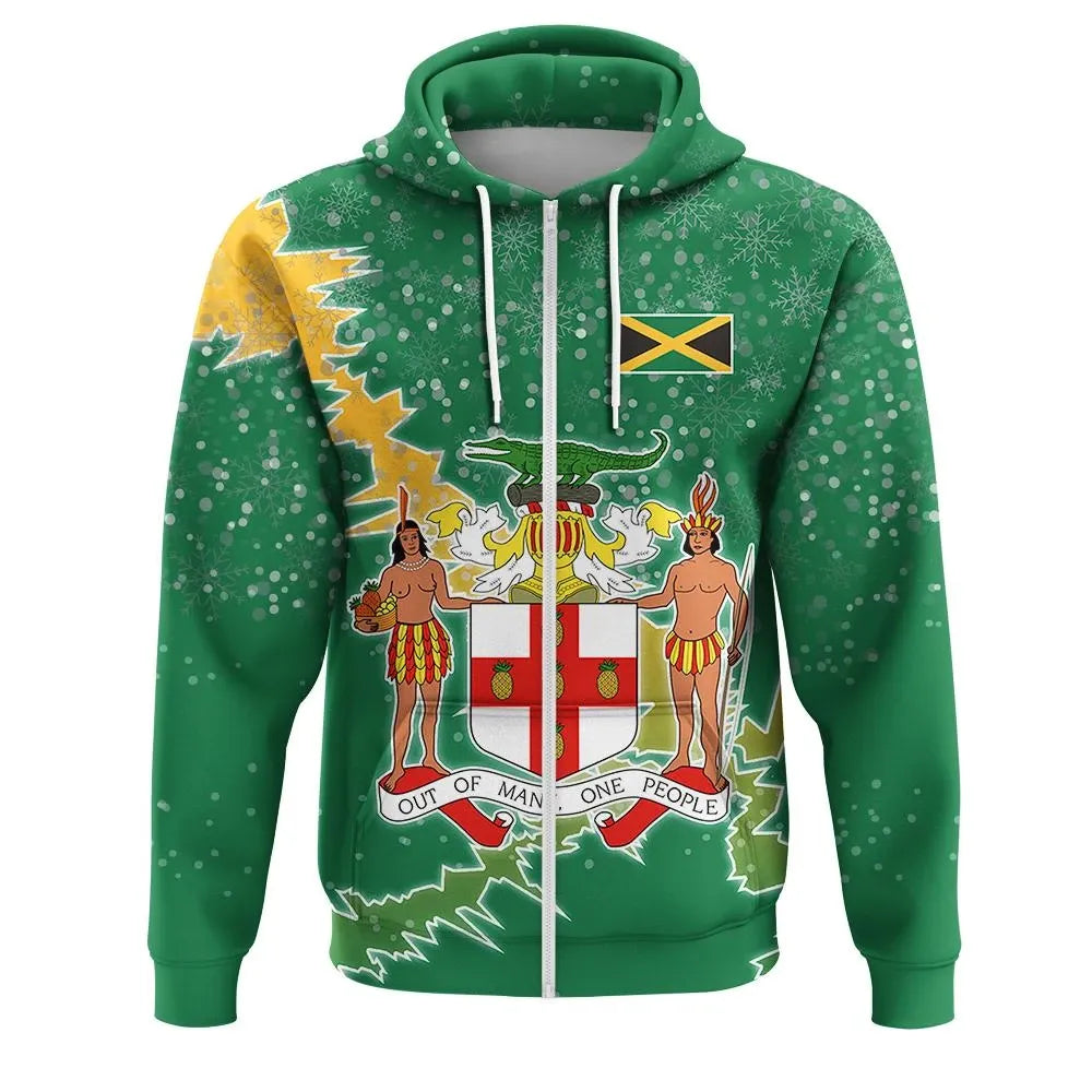 Jamaica Christmas Coat Of Arms Zip Up Hoodie X Styl