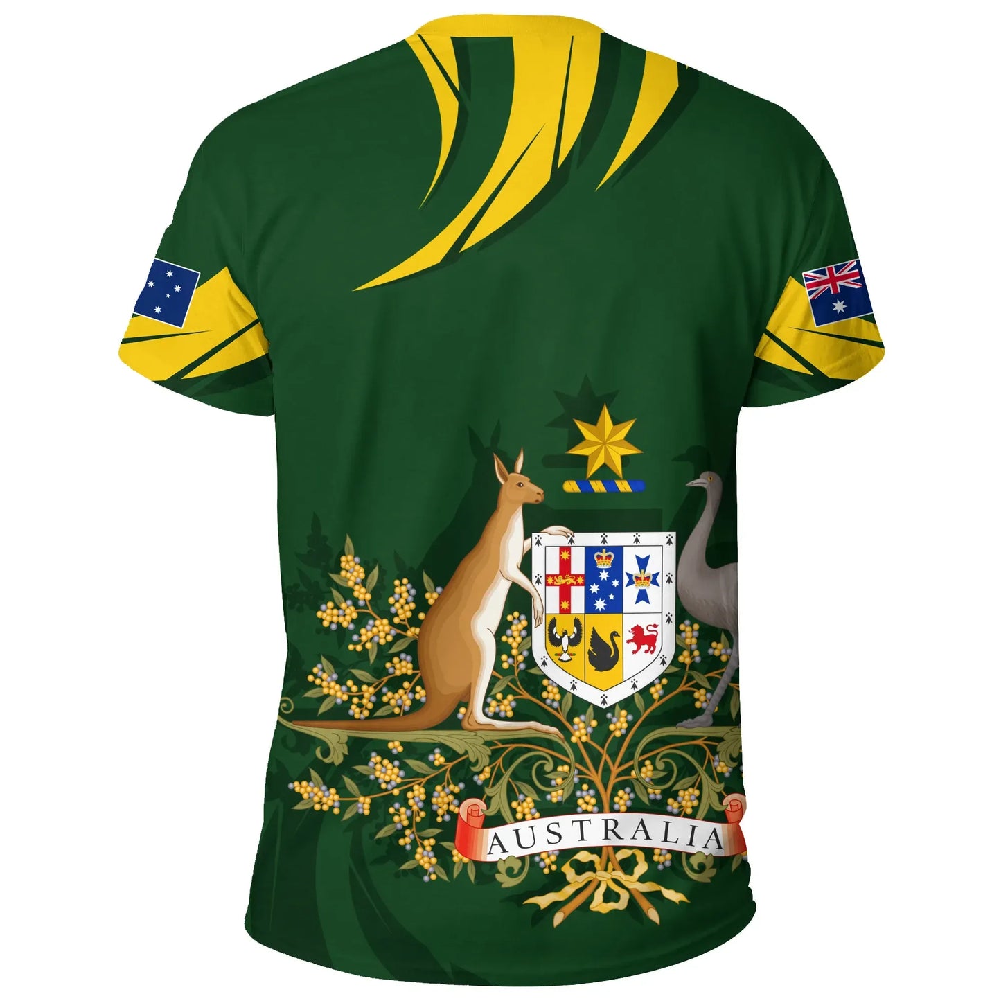 Australia T Shirt, Australia Coat Of Arms Green