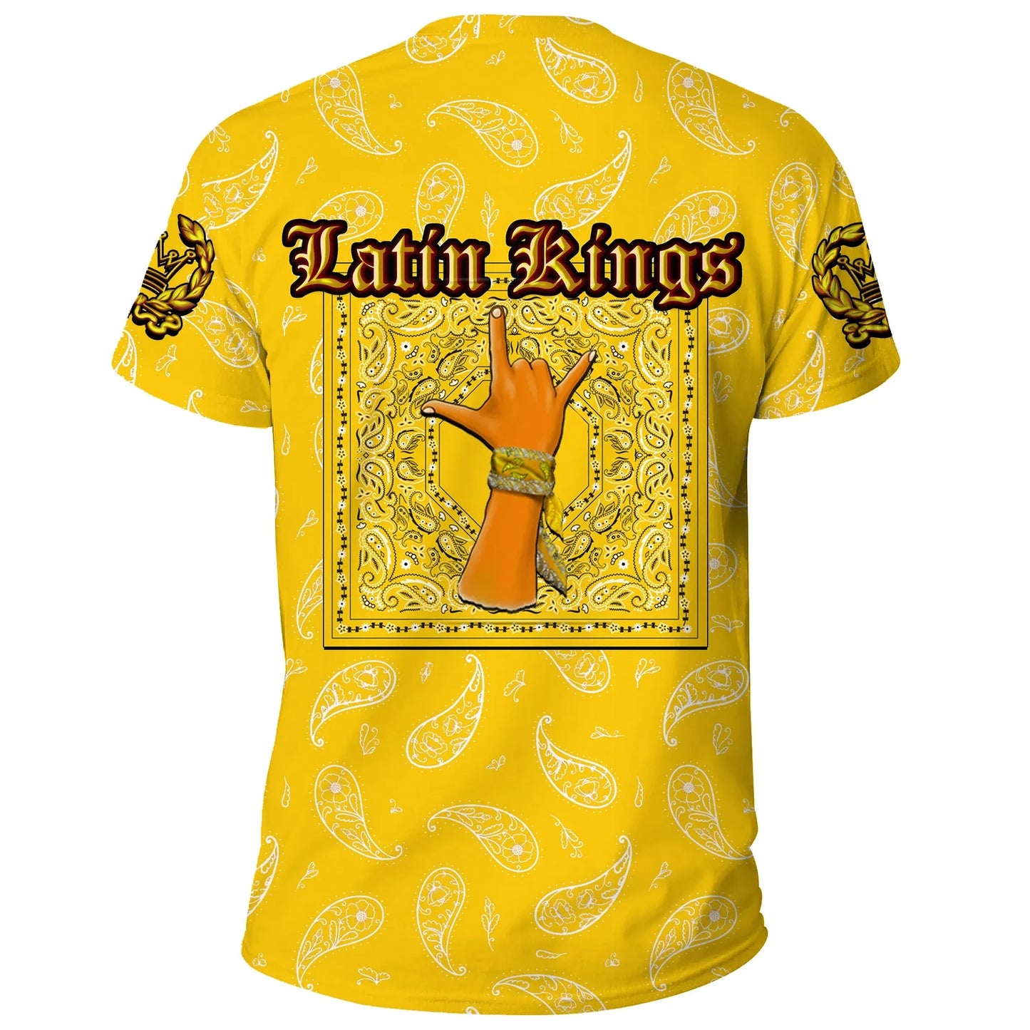 Latin Kings Gang T-Shirt - Yellow Bandana Pattern Unisex Printed Shirt