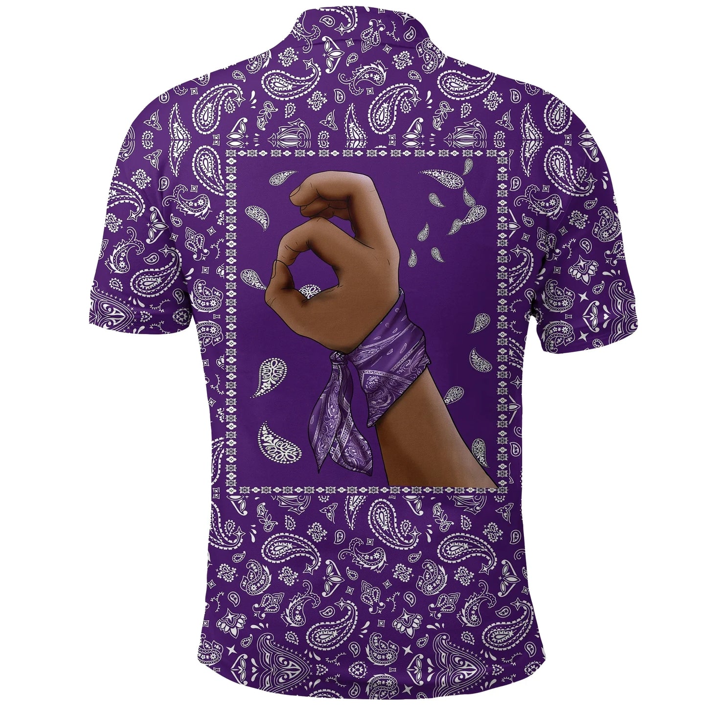 Grape Street Crips Polo Shirt - Purple Bandana Printed Shirt