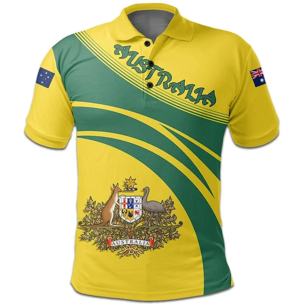 Australia Coat Of Arms Polo Shirt Cricket Style W